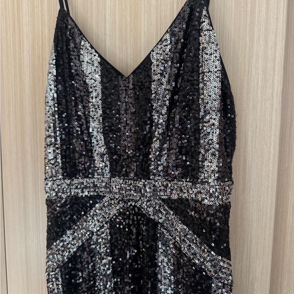 REVOLVE Black and Silver Striped Sequin Jumpsuit - Picture 3 of 4
